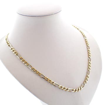 Bicolor gouden Figaro schakelketting, Ophalen of Verzenden, Gebruikt, Overige kleuren, Goud