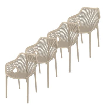 Garden Impressions Air XL design tuinstoel taupe - 4 stuks, Verzenden, Nieuw