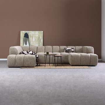 *WOONWINKEL* Design Bank Beige U-vorm Links, Verzenden, Nieuw