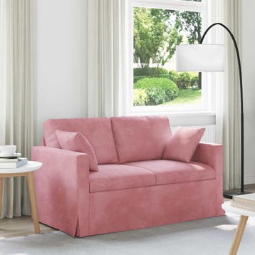 vidaXL Bank Roze 138 x 78 x 80 cm Fluweel, Huis en Inrichting, Banken | Bankstellen, Verzenden, Nieuw, Stof, Minder dan 150 cm