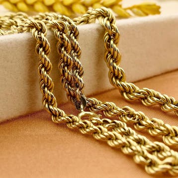 Gouden gedraaide schakelketting, Sieraden, Tassen en Uiterlijk, Kettingen, Ophalen of Verzenden, Gebruikt, Goud, Goud