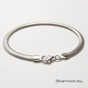 Zilveren vissengraat schakelarmband 925 Italy, Verzenden, Nieuw, Zilver