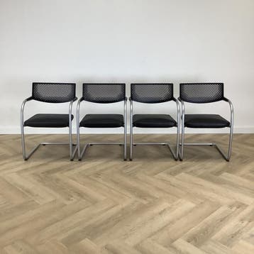 Complete Design set van 4x Vitra Visasoft Visavis, Ophalen of Verzenden, Gebruikt, Leer, Eén