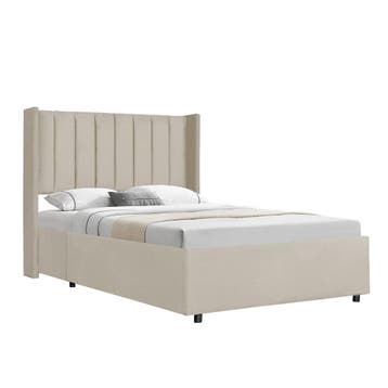 Gestoffeerd bed Savona - 200 x 140 cm - Beige - Incl. Bedlad, Verzenden, Nieuw