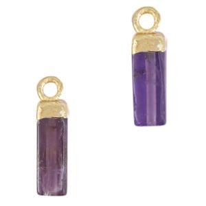 1 x Natuursteen hangers amethist tube Purple-gold (Bedels), Ophalen of Verzenden, Nieuw, Bedel