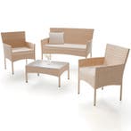 Tuinset / Loungeset Fort Myers - 4-delig - polyrotan - Crème, Tuin en Terras, Verzenden, Nieuw