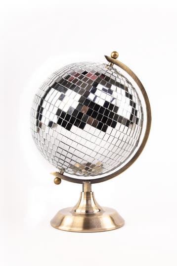 KIMU® Globe Discobal Klein Ø 15 cm Wereldbol Brons Vintage W, Ophalen of Verzenden, Nieuw, Feestartikel, Carnaval