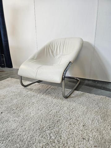 Minotti Cortina Fauteuil Wit/Creme Leer/Metaal Nieuwstaat, Ophalen of Verzenden, Nieuw
