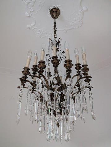 Kroonluchter - Kristal - Hoogte : 120 cm, Antiek en Kunst