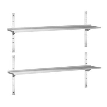 GGM Gastro | Dubbele RVS wandplank PREMIUM - 1800x300mm |, Zakelijke goederen, Horeca | Keukenapparatuur, Verzenden, Nieuw in verpakking