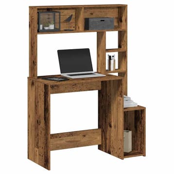 vidaXL Bureau met schappen 100x45x140 cm bewerkt hout oud, Huis en Inrichting, Bureaus, Verzenden, Nieuw
