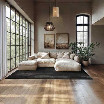 Kortpolig vloerkleed Soft Zone - 160 x 230 cm, zwart, Verzenden, Nieuw