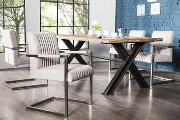 Moderne sledefauteuil BIG ASTON steengrijs geborsteld RVS -, Huis en Inrichting, Stoelen, Ophalen of Verzenden, Nieuw
