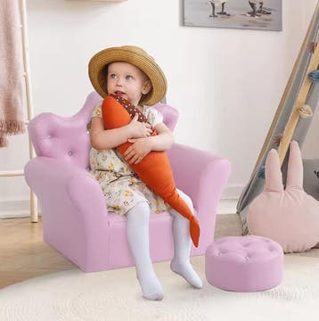 Kinderfauteuil met Voetsteun – Kroonvormige Kinderbank, Verzenden, Nieuw