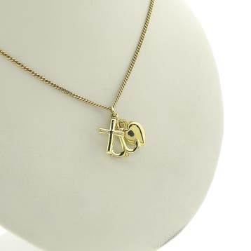 Gouden hanger; Geloof, hoop en liefde (Hanger of bedel), Ophalen of Verzenden, Gebruikt, Goud, Overige merken