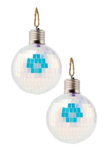 KIMU® 2x Discobal Ø 8 cm LED Iridescent Zilver  Discobol Kle, Ophalen of Verzenden, Nieuw, Feestartikel, Carnaval
