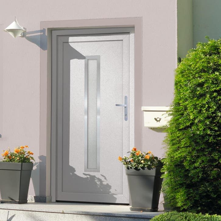 vidaXL Voordeur 98x190 cm PVC wit, Doe-het-zelf en Verbouw, Deuren en Horren, Nieuw, Verzenden