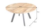 Eettafel IRON CRAFT Ø 140cm rond mango naturel met zwarte, Ophalen of Verzenden, Nieuw