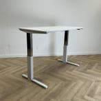 Steelcase  zit-sta bureau (met gasveer) 160x80,  licht-grijs, Ophalen of Verzenden, In hoogte verstelbaar, Gebruikt