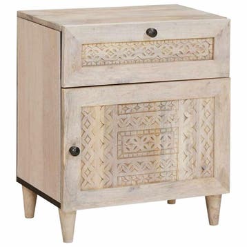 vidaXL Nachtkastje Wit 50 x 33 x 60 cm Bewerkt hout, Minder dan 45 cm, Verzenden, Nieuw, 55 tot 70 cm