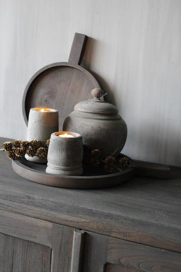 LUKSA houten pot / kruik met deksel Abdul 20 x 20 cm, Ophalen of Verzenden, Nieuw