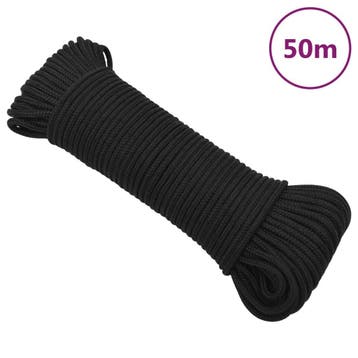 vidaXL Boottouw 4 mm 50 m polypropeen zwart, Verzenden, Nieuw