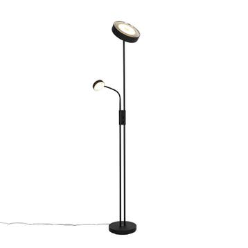 Vloerlamp zwart incl. LED en dimmer met leeslamp - Kelso, Verzenden, Nieuw, Retro