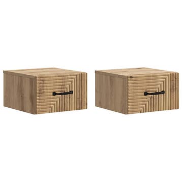 vidaXL Wandbeugel Bedkast 2 pcs Artisanaal eiken 34,5 x 33 x, Minder dan 45 cm, Verzenden, Nieuw, Minder dan 55 cm