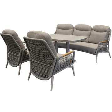 Monza stoel bank dining loungeset 4 delig verstelbaar latte, Ophalen of Verzenden, Nieuw