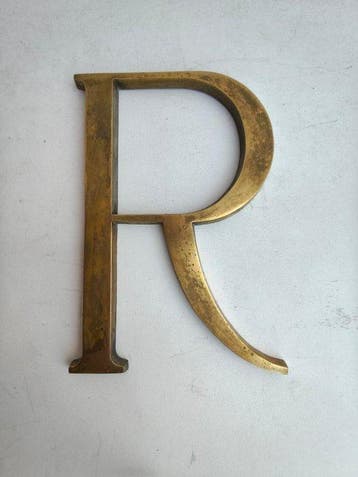 LETTER R - Reclamebord - Verguld messing