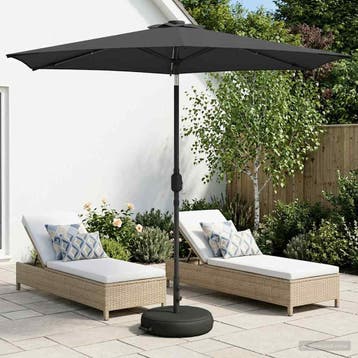 vidaXL Tuinparasol met LED-lampen en voet 270 x 270 cm, Verzenden, Nieuw, 2 tot 3 meter