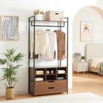 Kledingkast Larem met 6 vakken 180x84x40 cm zwart en walnoot, Huis en Inrichting, Kasten | Kledingkasten, Verzenden, Nieuw