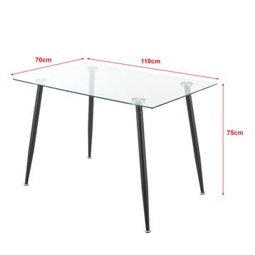 [en.casa] Glazen tafel Hyrynsalmi 75x110x70 cm zwart en tran, Verzenden, Nieuw