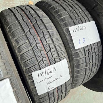 2 x Firestone 195-60-15 Winterbanden 6mm, Gebruikt, 15 inch, Band(en), Personenwagen