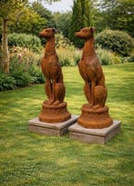 Beeld, XL Cast-iron Greyhounds - 78.5 cm - IJzer