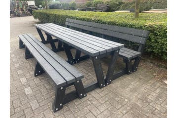 Rockwood® Picknicktafel Eik - Zwaar Kunststof - Ural Black, Tuin en Terras, Ophalen of Verzenden, Nieuw, Rechthoekig, Hout