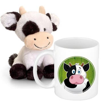 Cadeau set kind - koe knuffel - pluche - beker 300 ml, Verzenden, Nieuw