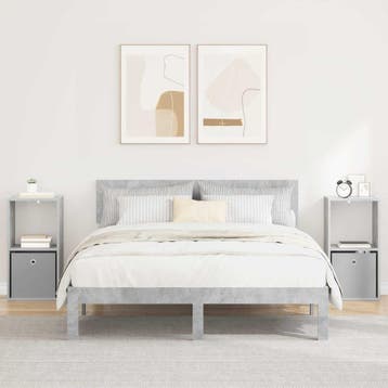 vidaXL Nachtkastje 2 pcs Beton Grijs 35 x 32 x 68,5 cm, Minder dan 45 cm, Verzenden, Nieuw, 55 tot 70 cm
