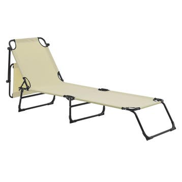 Ligbed ligstoel met zonneluifel 187x53x27 cm crème, Verzenden, Nieuw