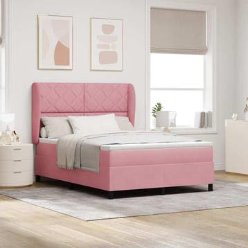 vidaXL Boxspringbed met hoofdeinde Roze 200 x 160 cm Fluweel, Verzenden, Nieuw, Stof