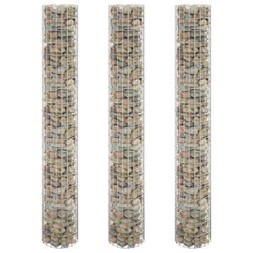 vidaXL Gabion plantenbakken 3 st rond verhoogd Ø30x200 cm, Tuin en Terras, Verzenden, Minder dan 60 cm, Nieuw, Metaal