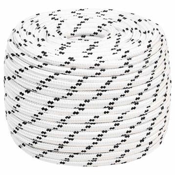 vidaXL Boottouw gevlochten 12 mmx25 m polyester wit, Verzenden, Nieuw