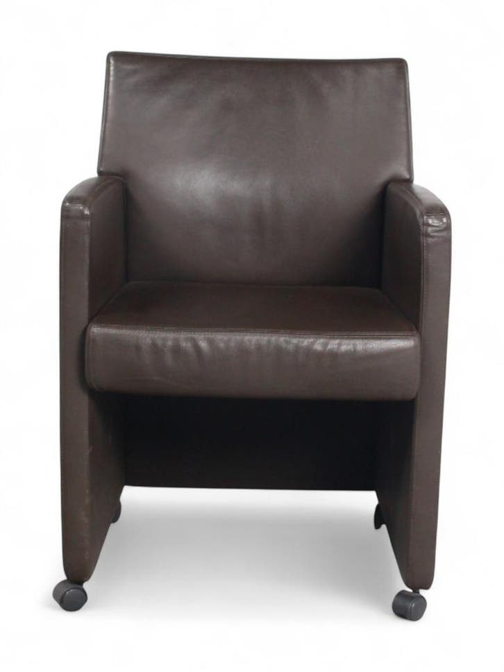 vdm. vergaderstoel, kunstleer-bruin, Huis en Inrichting, Stoelen, Overige kleuren, Gebruikt, Ophalen of Verzenden