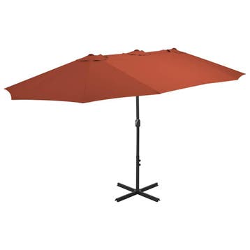 vidaXL Parasol met aluminium paal 460x270 cm terracotta, Verzenden, Nieuw, 2 tot 3 meter