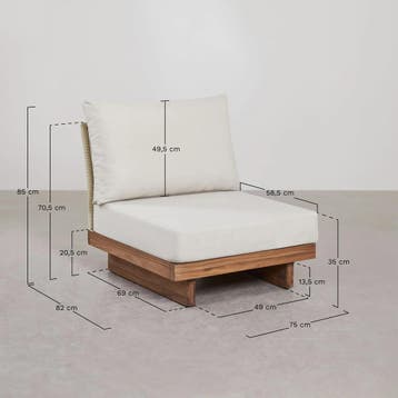 Centraal module voor modulaire tuinbank van acaciahout en, Tuin en Terras, Tuinsets en Loungesets, Verzenden, Nieuw