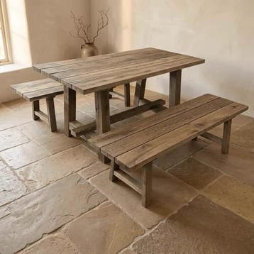 Tuintafel set Masimo eiken | World of Brosi, Tuin en Terras, Ophalen of Verzenden, Nieuw