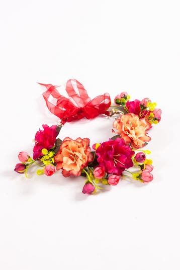 KIMU® Grote Bloemenkrans Haar Roze Oranje Bloemen Haarband D, Ophalen of Verzenden, Nieuw, Carnaval, Accessoires