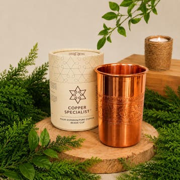 Puur Koperen Beker Bloempatroon Rand - 300 ml, Ophalen of Verzenden, Nieuw