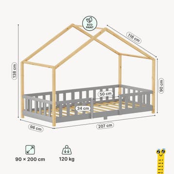 Kinderbed Treviolo met uitvalbeveiliging en matras [en.casa], Verzenden, Nieuw
