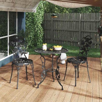 vidaXL 3-delige Bistroset gietaluminium zwart, Tuin en Terras, Verzenden, Nieuw, Aluminium, 3 zitplaatsen